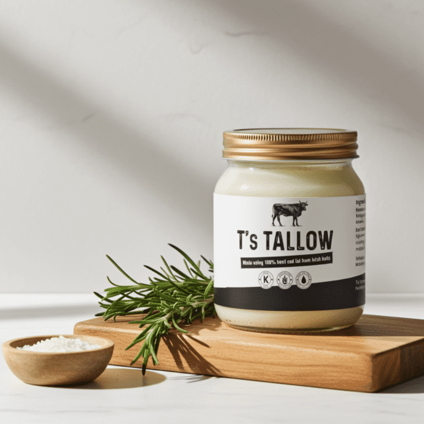 Natural Irish beef tallow in sealed jar by T’s Tallow