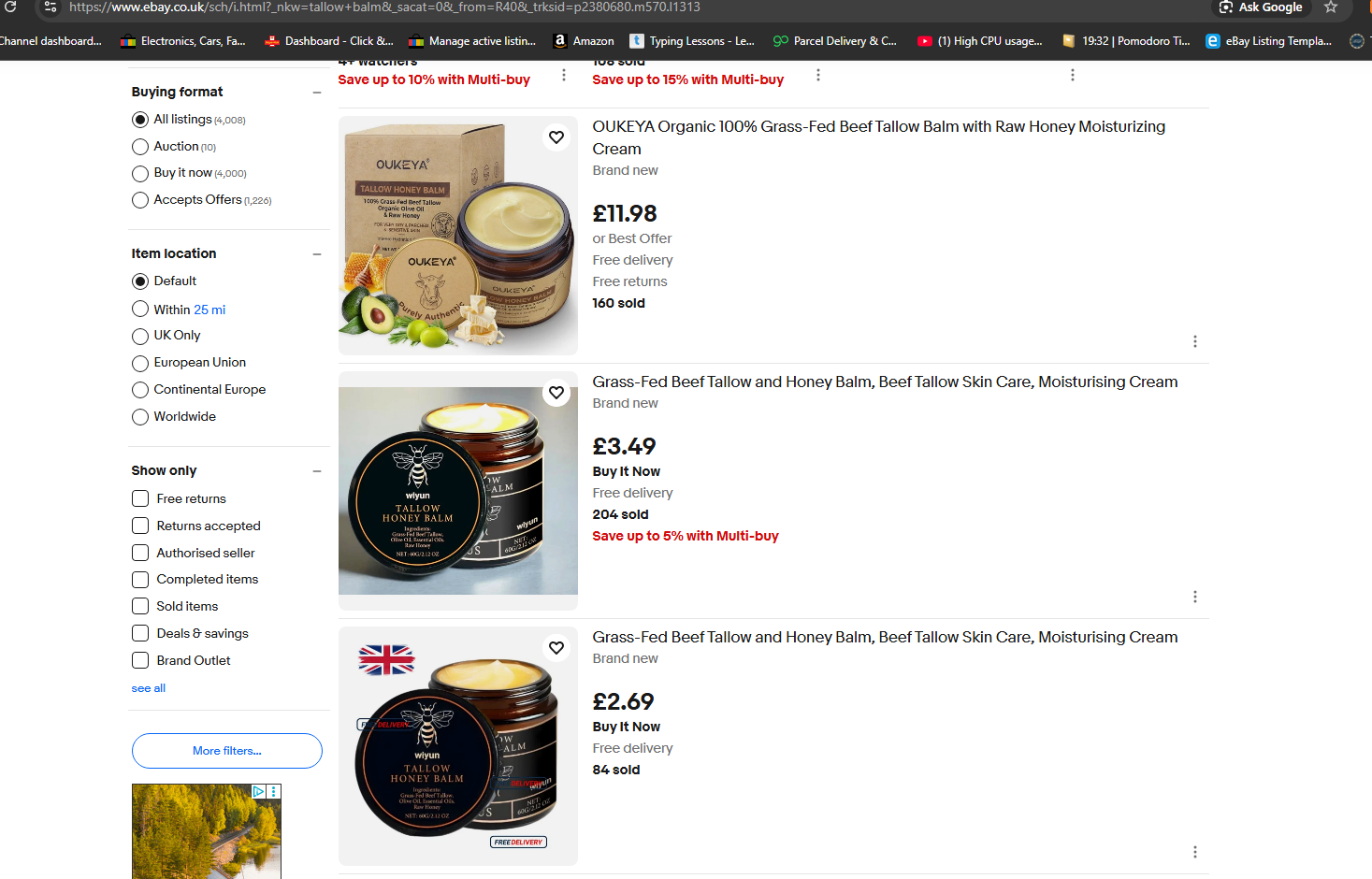 Ebay tallow balms