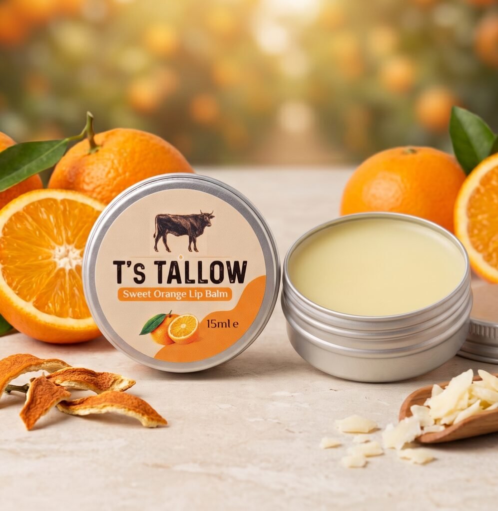 Natural Tallow Lip Balm with Organic Sweet Orange